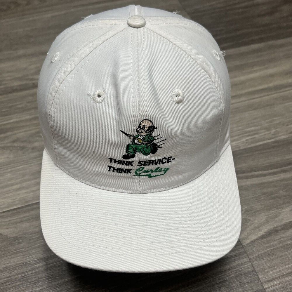Vintage 90s Lightning Snapback Hat White Promo Worker Chore Baseball Cap Minimal